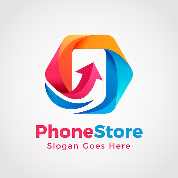 Бесплатное векторное изображение Градиентный дизайн логотипа мобильного магазина