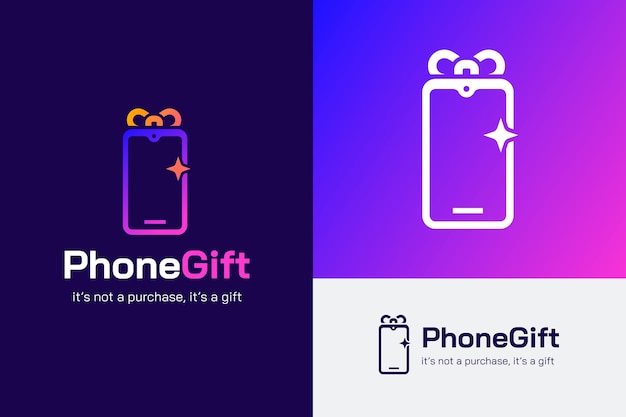 Gradient mobile store logo design