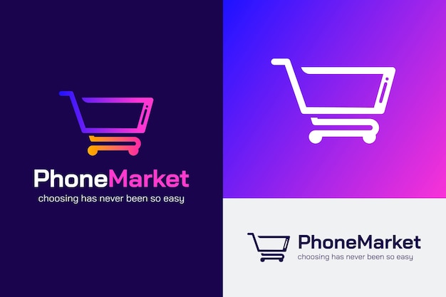 Gradient mobile store logo design