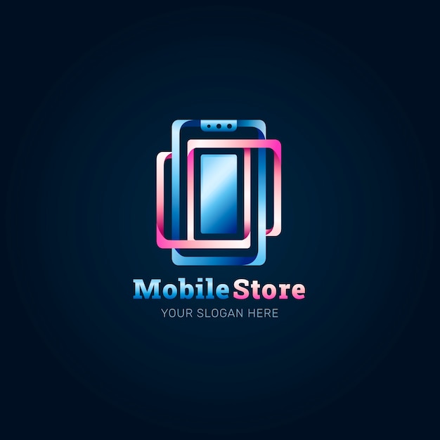 Vettore gratuito design del logo del negozio mobile sfumato