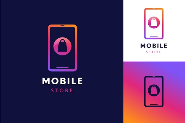 Free vector gradient mobile store logo template