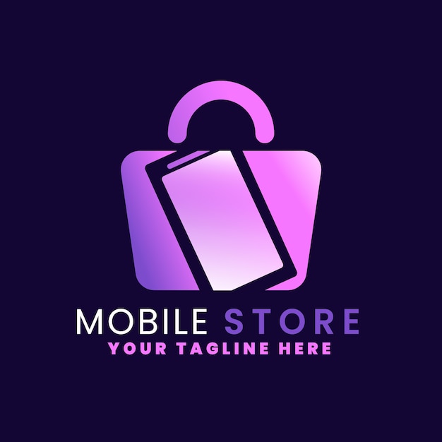 Free vector gradient mobile store logo template