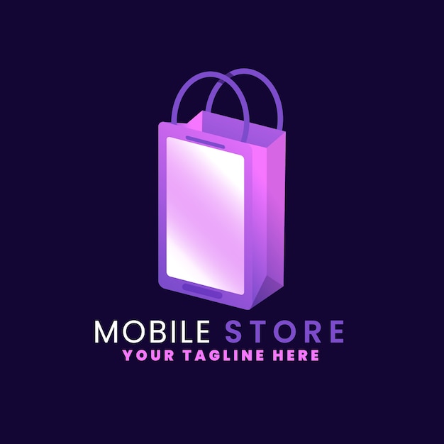 Free vector gradient mobile store logo template