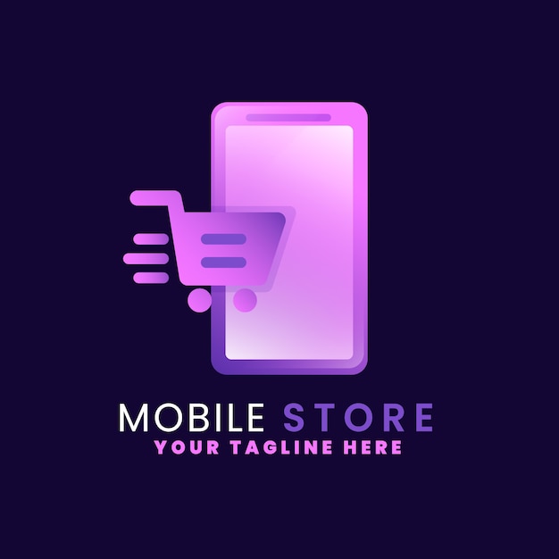 Free vector gradient mobile store logo template