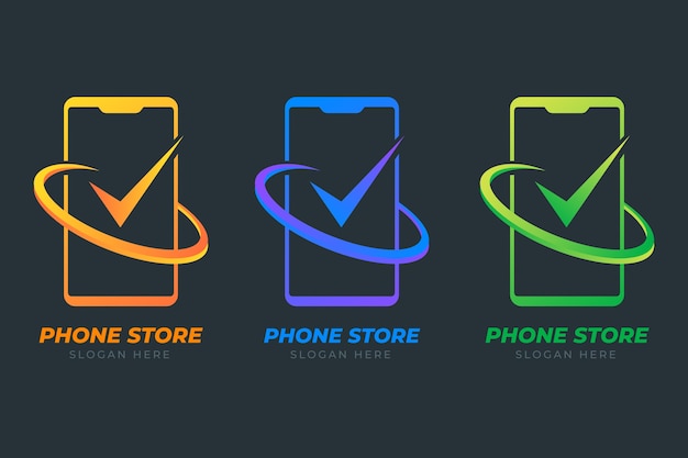 Бесплатное векторное изображение Логотип мобильного магазина gradient