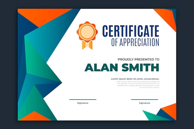 Free vector gradient modern certificate template