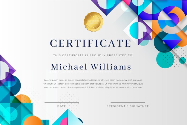 Gradient modern certificate template