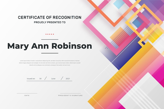 Gradient modern certificate template