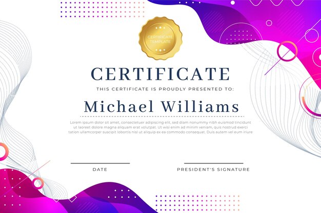 Gradient modern certificate template