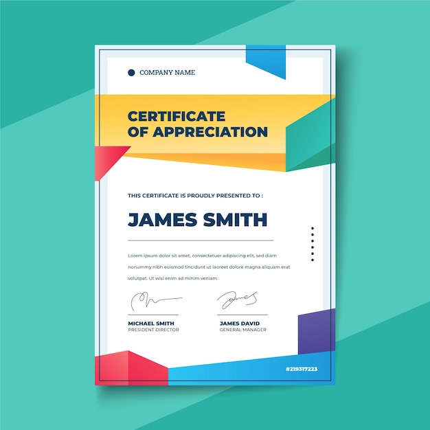 Gradient modern certificate template
