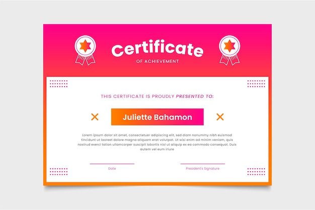 Gradient modern certificate template