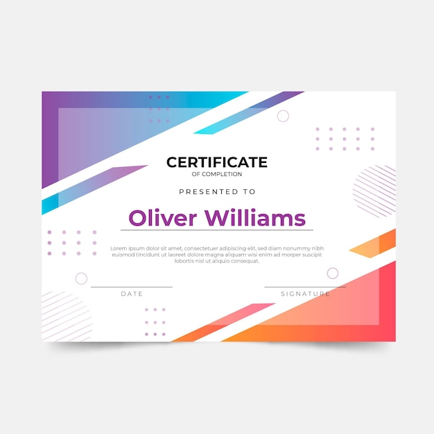 Gradient modern certificate template