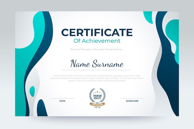 Free vector gradient modern certificate template