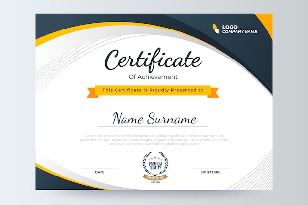 Vettore gratuito modello di certificato moderno sfumato