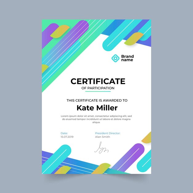 Gradient modern certificate template