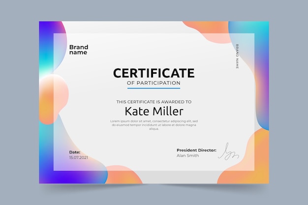 Free vector gradient modern certificate template