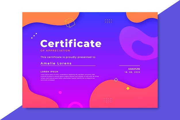 Free vector gradient modern certificate template