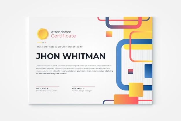 Free vector gradient modern certificate template