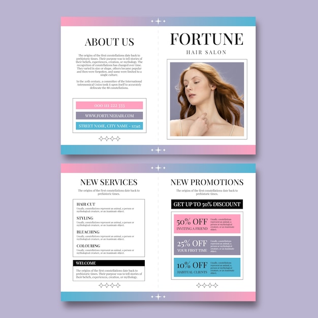 Gradient modern hair salon brochure