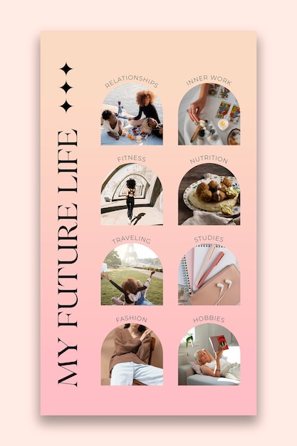 Gradient modern vision board instagram story template