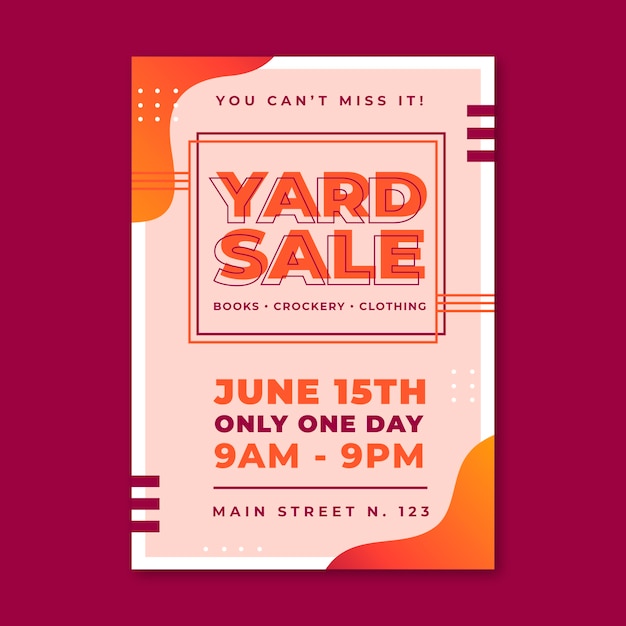 Free vector gradient modern yard sale flyer