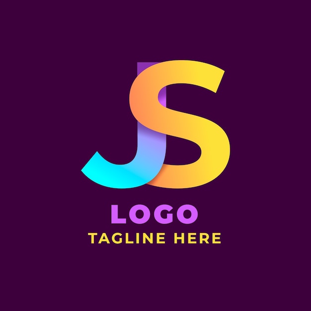 Gradient monogram js logo template