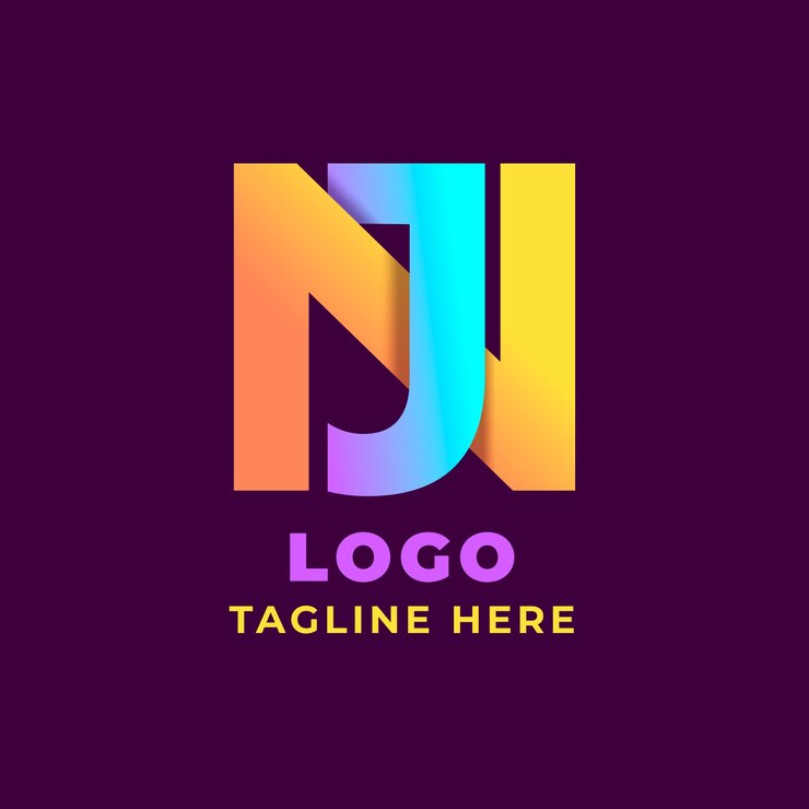 무료 Vector 그라데이션 모노그램 nj 로고 템플릿