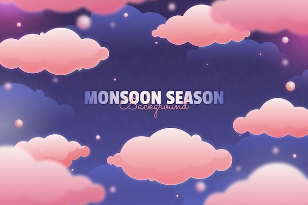 Gradient monsoon season background with clouds