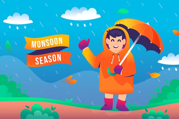 Free vector gradient monsoon season background