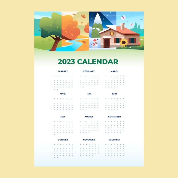 Бесплатное векторное изображение Ежемесячный планировщик градиентного календаря