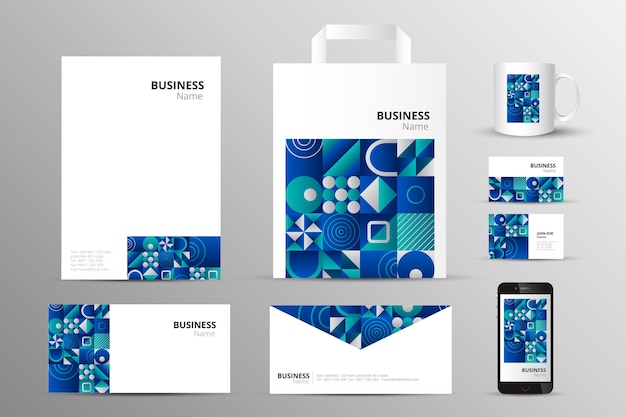 Gradient mosaic brand stationery collection