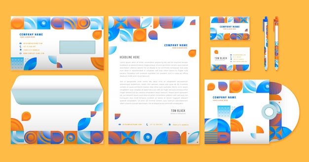 Free vector gradient mosaic brand stationery