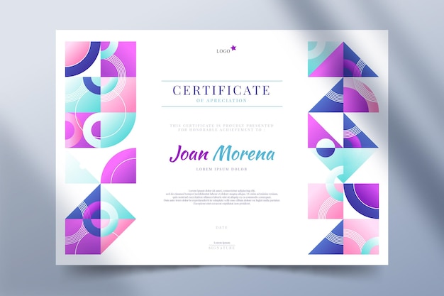 Gradient mosaic certificate template
