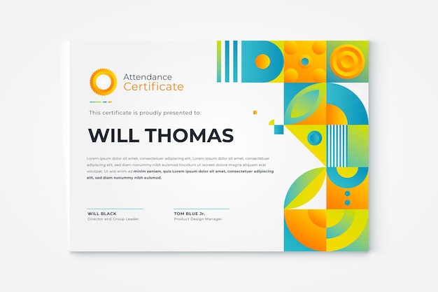 Gradient mosaic certificate template