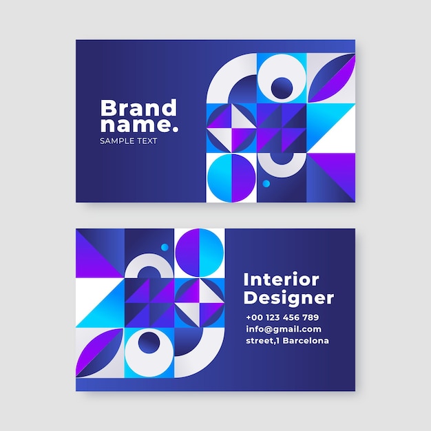 Gradient mosaic horizontal business card template