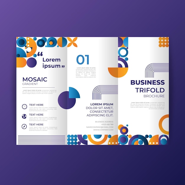 Gradient mosaic trifold brochure template