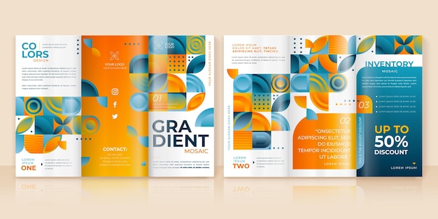 Free vector gradient mosaic trifold