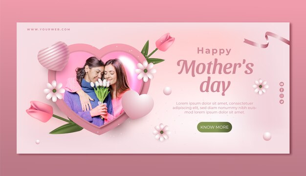 Gradient mother's day horizontal banner template