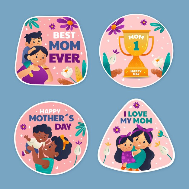 Gradient mother's day labels collection