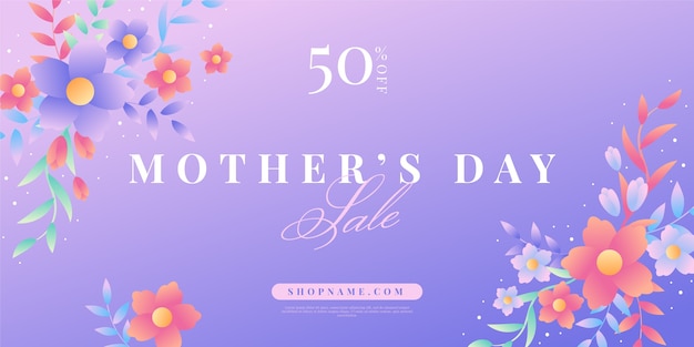 Free vector gradient mothers day sale horizontal banner template