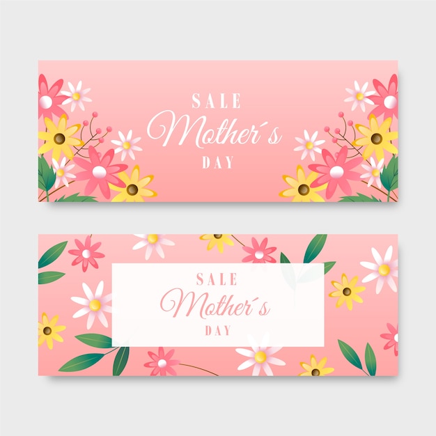 Gradient mothers day sale horizontal banners pack