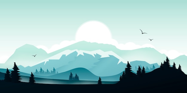 Free vector gradient mountain landscape