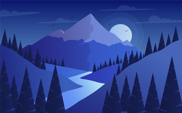 Free vector gradient mountain landscape