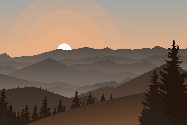 Free Vector gradient mountain landscape