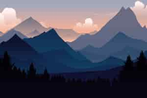 Free vector gradient mountain landscape