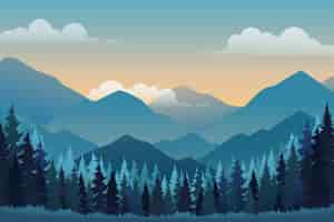 Free vector gradient mountain landscape