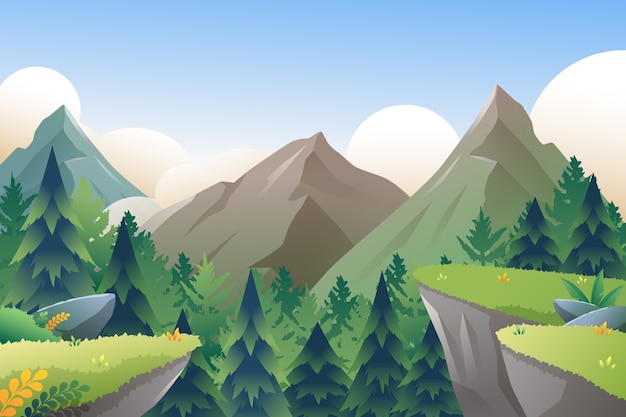 Free vector gradient mountain landscape