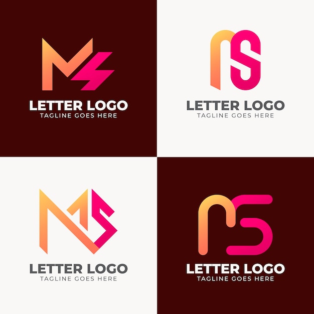 Коллекция логотипов градиент ms