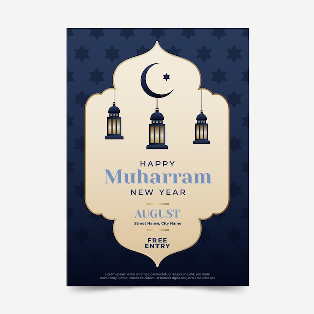 Free vector gradient muharram vertical poster template