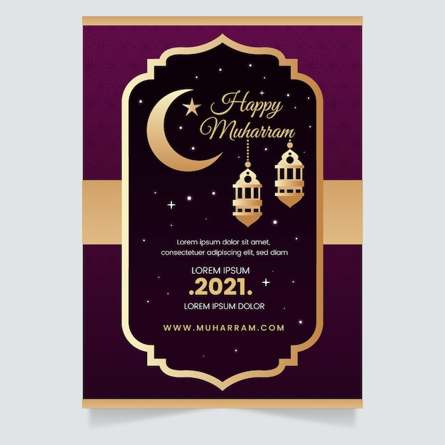 Free vector gradient muharram vertical poster template